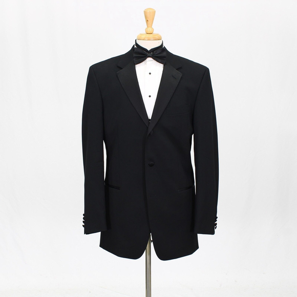 Hugo Boss 42L Black Tuxedo Blazer Jacket Solid 3B Wool W077